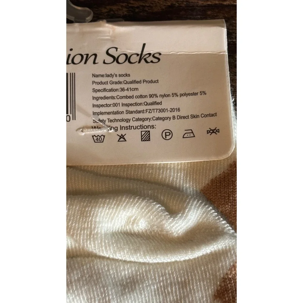 Labubu Character Argyle Ankle Socks Tan Cream Diamond Pattern New